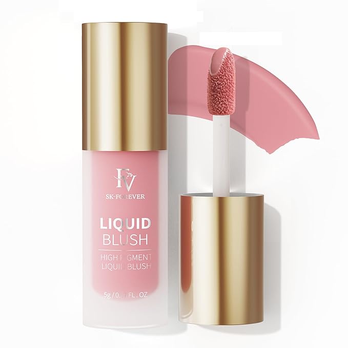 FV Liquid Blush Matte, Long Lasting Buildable Cream Blush with High-Pigment Color, Weightless Blendable Flush for Natural Finish (Love)