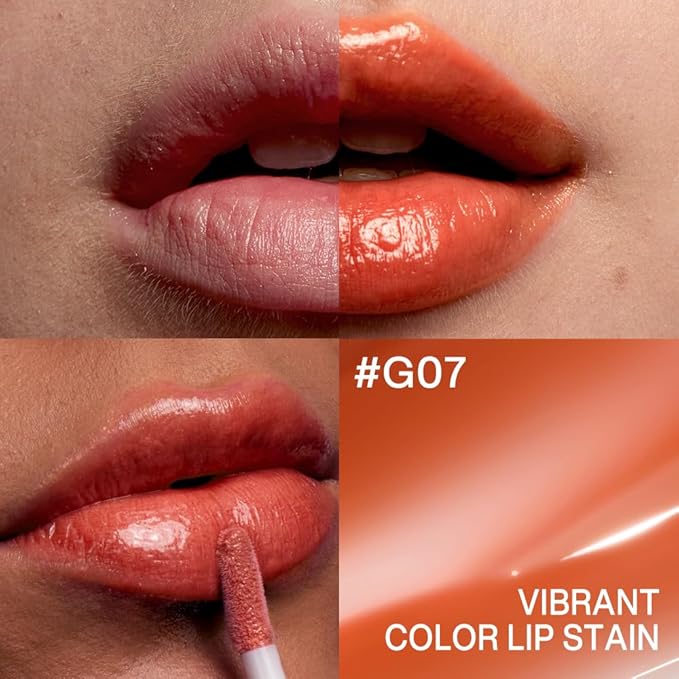 INTO YOU Lip Stain Long Lasting, Lip Gloss, Lip Tint, Lip Plumper Gloss, Glitter Lip Gloss, Liquid Lipstick, Vivid Color, Smudge-Proof, Lightweight, Naturally Moisturizing, Lip Oil For Dry Lips (G07)