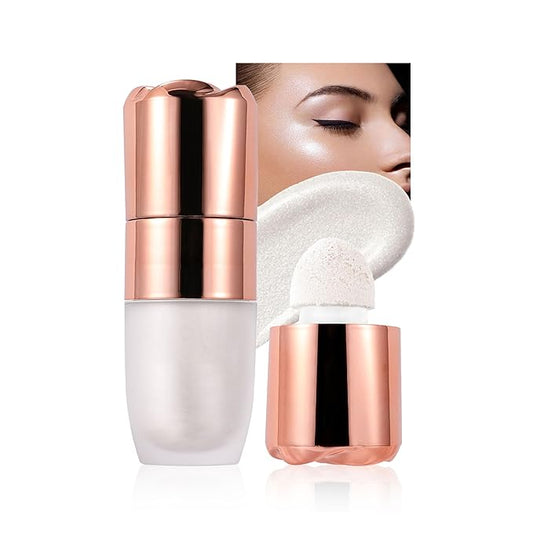 Liquid Glitter Highlighter, Cream Contour Stick Makeup Highlighter Rose Contouring Stick for Face & Body, Glow Long-Lasting Waterproof Multi-Use Highlight & Contour Beauty Wand for Women(#01)