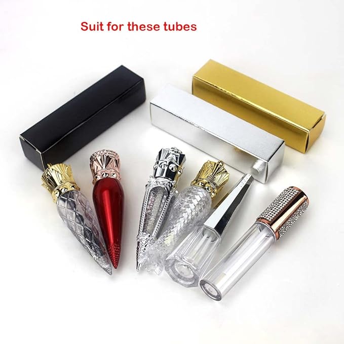 COSIDEA 50 pieces 350gms lip gloss paper box, lipgloss mascara eyeliner packing box for DIY cosmetic, (27 * 27 * 115mm, holografic)