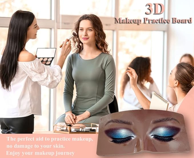 3D Realistic Makeup Practice Face Board Set With Kit for Professional Artists, Students and Beginners - Eyes and Eyeshadow Training Mannequin