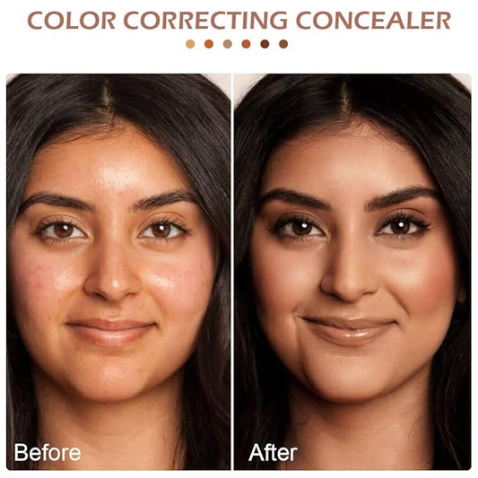 A3 6 Color Correcting Concealer Palette With Concealer Brush, Cream Contouring Makeup Kit, Corrects Dark Circles, Red Marks, Scars, Light to Medium or Creamy Finish