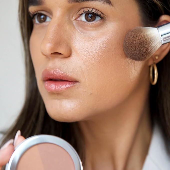 Ere Perez - Natural Rice Powder Blush + Bronzer Duo | Buildable, Breathable, Oil Absorbing, Medium Coverage | Vitamin E, Chamomile | Vegan, Cruelty-Free, Clean Beauty (Roma)