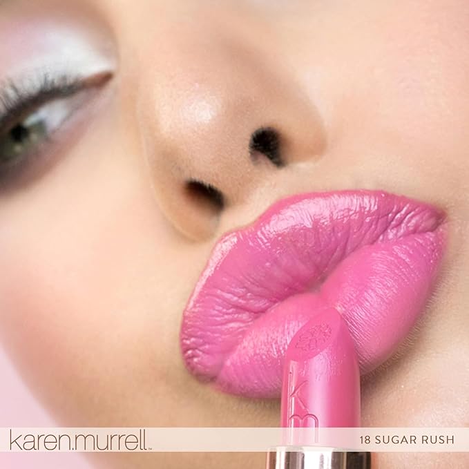 Karen Murrell - Natural Lip Stick - Lipstick 18 Sugar Rush - Hot Pink Lipstick - Matte Finish, 100% Natural Ingredients, Moisturizes & Hydrates Lips - Paraben & Cruelty Free
