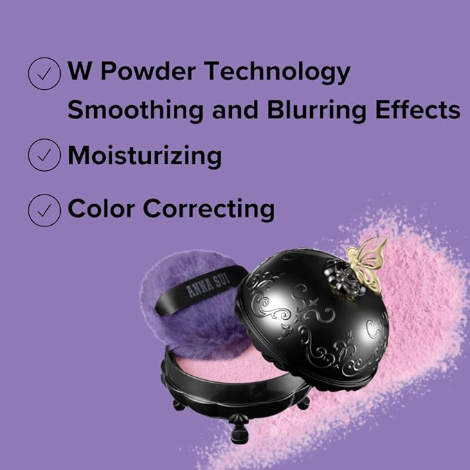 ANNA SUI Loose Face Powder - Refill Only - Blurring effect and Brightening, Covering of Large Pores - Flowless Soft Focus Finish - 300 - Pink - 0.59 oz.