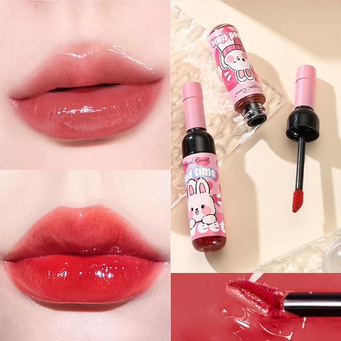 Wine Bottle Lip Tint Set, Long-Lasting 3 Colors Lip Tint, Smudge-Proof Liquid Lipstick for All-Day Wear, Cute Pink Package, Ideal Makeup Gift for Girls and Women