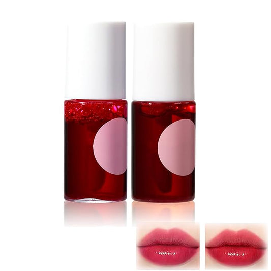 Lip Tint Stain Set, Long Lasting Lip Makeup, Gloss bling Non-sticky (2 Colors B)