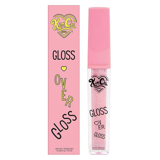 Kimchi Chic Gloss Over Gloss, Shimmery Micro-Sparkle Lip Gloss To Wear Alone Or Over Lipstick, Fragrance-Free Luscious Lip Balm, Shimmery Pink, 06 Pink Shimmer, 0.35ml