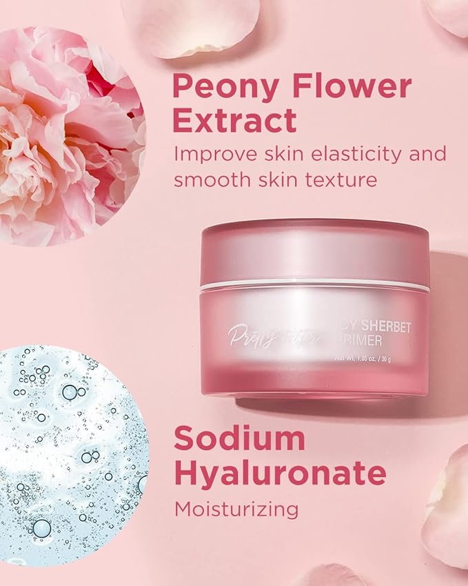 TOUCH IN SOL Icy Sherbet Primer 1.05 fl.oz. - Hydrating Primer Face Makeup for Dry or Oily Skin - Silk Pore and Wrinkle Minimizer - Silicone and Oil Free Gel Formula with Cooling Effect
