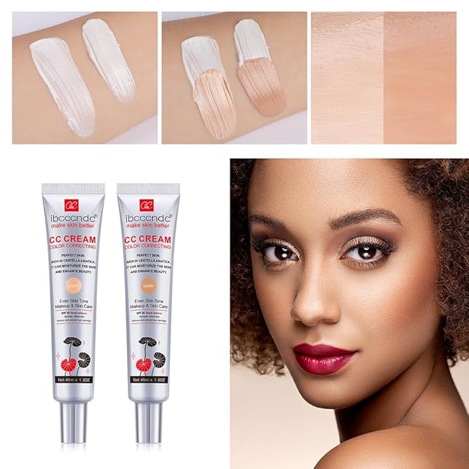 Color Correction CC Cream, Moisturizing and Waterproof CC Foundation Cream Rich in Centella Asiatic, Invisible Pore Foundation and Invisible Pore Concealer Contain Spf 25 (DARK)