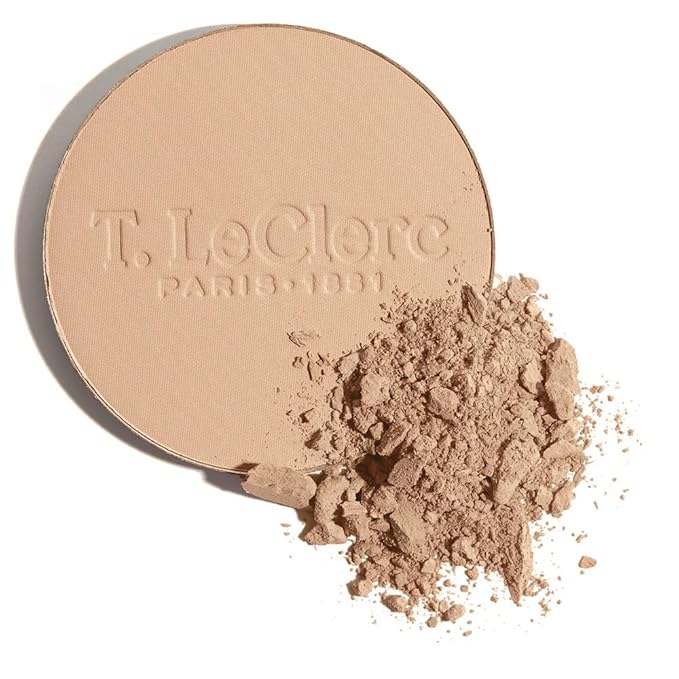 T.LeClerc Rice Compact Powder – Anti-Aging Pressed Powder with Brown Rice Ferment – Long-Lasting Natural Matte Finish – Moisturizing | Non-Comedogenic Face Powder (BEIGE, 9G)