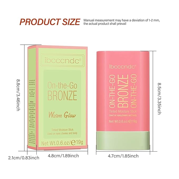 Multi-Use Makeup Bronzer Stick, On-the-Go Glow Bronze Tinted Moisture Stick, Hydrating Solid Moisturizer with Bronze Tint, Natural Bronzed Glow, Blends Effortlessly, for Eyes, Cheeks & Body