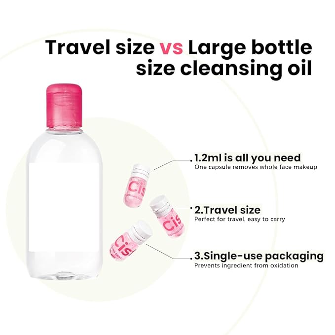 Cistto Natural Cleansing Oil – Waterproof Makeup Remover Oil, Nourishing and Gentle for Sensitive Skin and All Skin Types, Travel-Friendly, 2ml x 20 Capsules