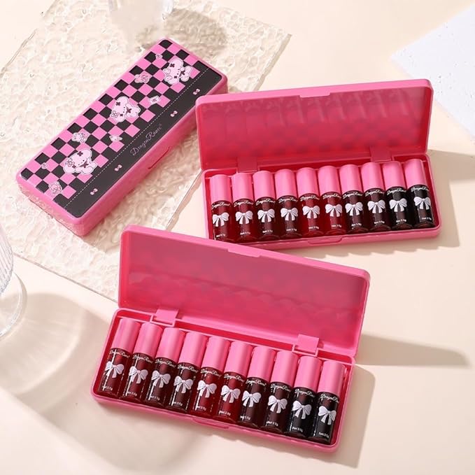 10 Colors Lip Tint, Color Tinted Lip Stain, Moisturizing Lip Balm Liquid Lipstick Makeup Hydrating Long Lasting Lip Gloss Multi-Use Lip Cheek Face Tint