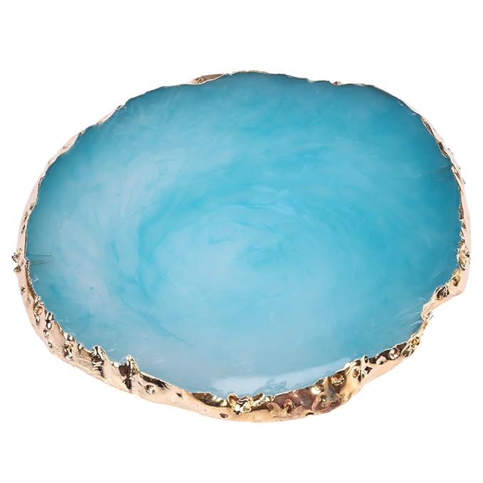 Nail Art Plate, Resin Stone Gel Polish Holder Makeup Mixing Palette Drawing Color Palette Nail Art Display Cosmetic Mixing Set Nail Tips Painting Tray (Blue)