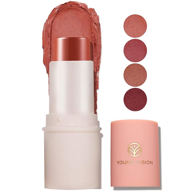 YOUNG VISION Cream Blush for Lips and Cheeks, Moisturize, Nature Look and Long wear Putty Blush, 8054-01
