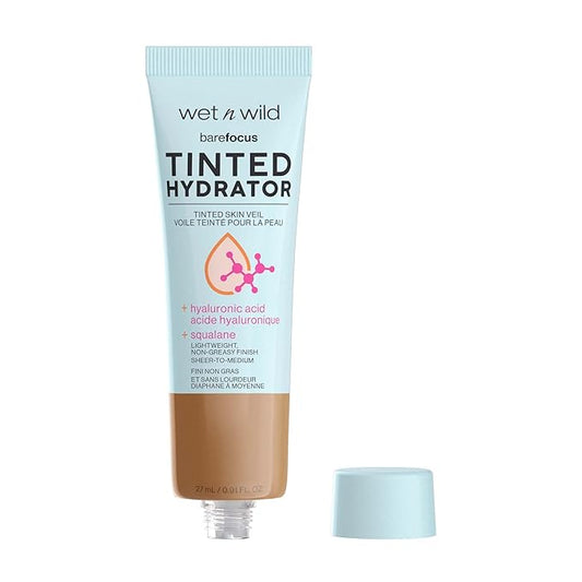 wet n wild Bare Focus Tinted Hydrator Matte Finish, Deep | Oil-Free | Moisturizing Makeup | Hyaluronic Acid | Sheer To Medium Coverage