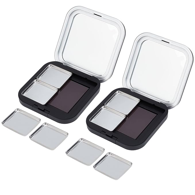 NICENEEDED 2 PCS Blush Pallet Makeup, Empty Eyeshadow Palette, DIY Lipstick Lip Balm Blusher Containers Refillable Makeup Storage Case Box with Mirror Magnetic Pallet for Makeup