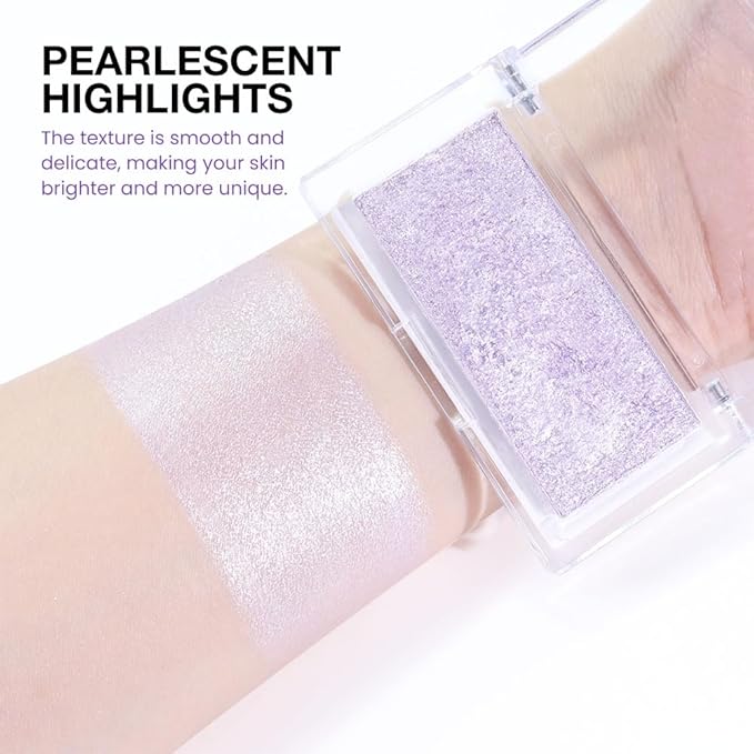 Pearl Purple Shimmer Glitter Contour Powder Makeup Face Illuminator (Shiny Silver) (04#, rectangle)