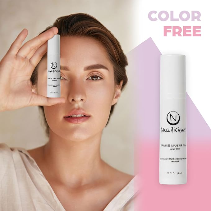 Professional Grade Flawless Makeup Primer – Achieve Dewy Skin & Effortlessly Blend Makeup with Luxurious Plant Oil Blend, Ceramide & Seaweed Extracts, Vegan & Cruelty-Free, 0.25 oz