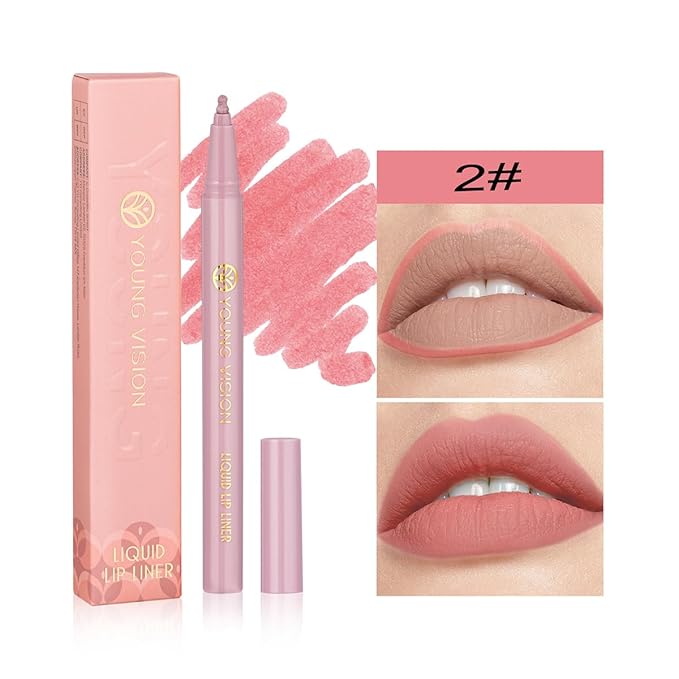 YOUNG VISION Gourd-Shaped Precision Liquid Lipstick & Lipliner - Nude Matte Perfection