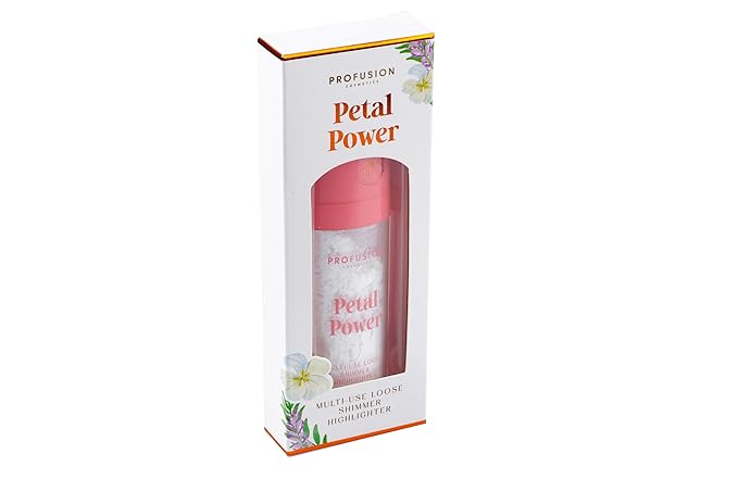 Profusion Cosmetics Petal Perfect Face and Body Highlighter, Non Sticky Buildable Luminizer with Sponge Applicator for Vibrant Glowing Skin (Petal Power (White Gold), 1)