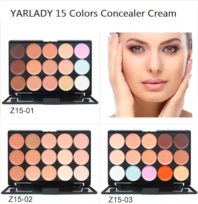 15 Colors Concealer Foundation Contouring Cream and Highlighter Makeup Set - Contouring Foundation/Concealer Palette - Vegan, Animal free and hypoallergenic (z15-03)