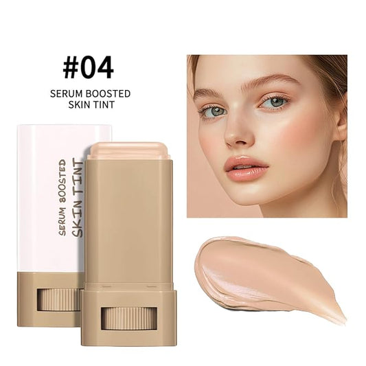Foundation Stick Beauty Balm Serum Boosted Skin Tint,Skin Tint Foundation,Solid Tinted Moisturizing Serum Balm,Long-Lasting Moisturizing Flawless Face Makeup for Women (#04,18 g)