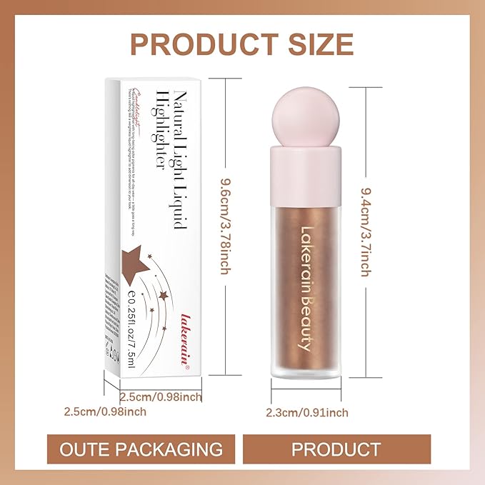 Liquid Highlighter Waterproof Long-Lasting Moisturizing Face Liquid Bronzing Highlighter Illuminates Natural Glowing Skin Tone - Liquid Highlighter Makeup for Facial Contouring