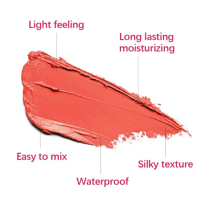Makeup Blush Stick for Cheeks, Multi-Use Moisturizer Stick Blush, Pink Blush Red Blush for Eyes Lips, Soft Cream Blush for Cheeks, Long Lasting Cream Blush Stick, Waterproof Blush Makeup for All Skin (3#coral orange)