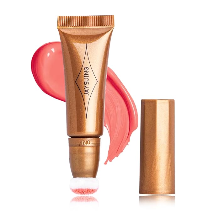 Blush Wand Liquid Cream Blush Liquid Face Blush Stick With Cushion Applicator Face Makeup Natural Blush Long Lasting Contour Stick Makeup Liquid Rare Beauty Blush Stick(#02 Peach Pink Blush)