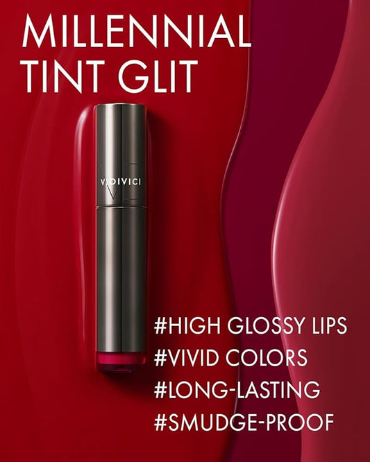 VIDIVICI Millennial Tint Glit - Transfer Proof Moisture Korean Lip Tint with Long-Lasting Color, Lightweight Water Jelly Texture, Hydrating & Smudge-Free Lip Stain, 0.13oz (06 IN JOY)