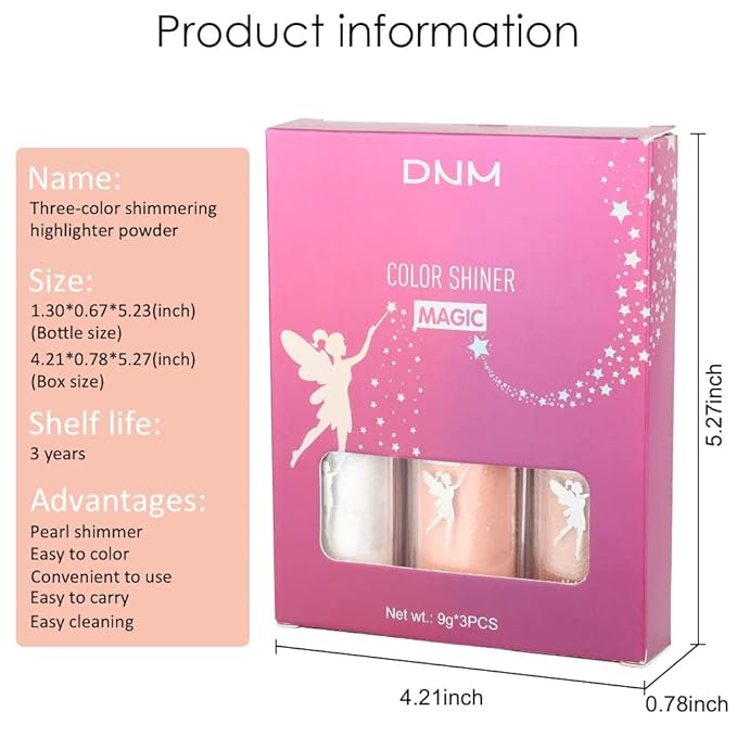evpct 3Pcs Glitter Highlighter Powder Stick Make up Puff Fairy Stick Peal White Pink Bronze Shimmer Glitter Face Eye Body Liquid Highlighter makeup illuminators de maquillaje