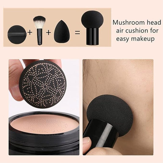Mushroom Head Air Cushion BB Cream, Concealer Lasting Nude Makeup Moisturizing Pigment CC Liquid Foundation, Even Skin Tone Makeup Base Primer-Natural 1Pack