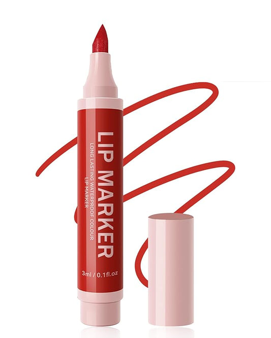 Lip Liner Stain Pen-1Pcs Ruby Red Hydrating Lip Tint stain, Longlasting Waterproof Smudgeproof Quick Drying Lip Color, Matte Lip Liquid Lip Liner Pencil, Precise Chisel Tip Smooth-04