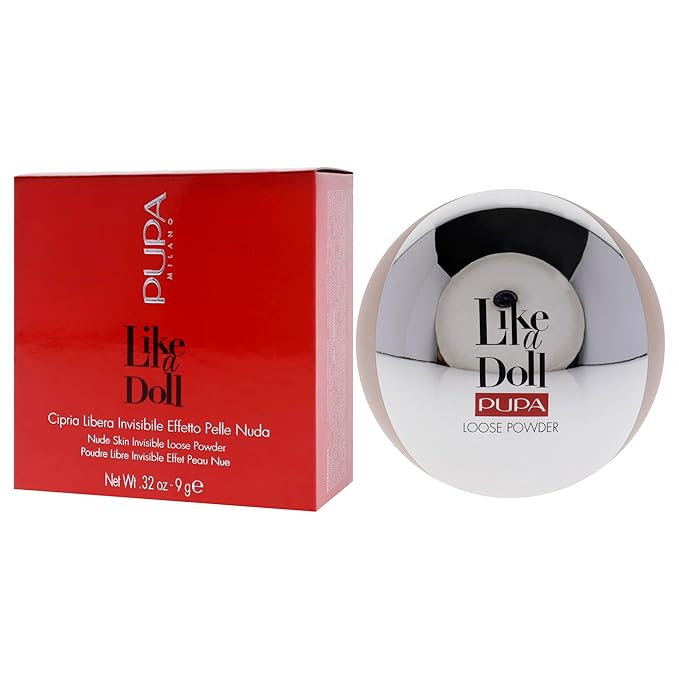 PUPA Milano Like A Doll Loose Powder 002 Rosy Nude - Soft Powder for Smooth, PHOTOREADY Complexion - Enriched with Hydrating Cottonseed Extract - Blurs FIne Lines and Uneven Texture - 0.32 oz