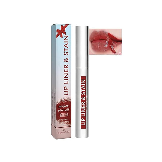 Lip Tint Stain Peel Off - Waterproof Lip Liner Stain, Moisturizing Long-Lasting Lip Stain, Create Natural Lip Color for Women Daily or Special Occasion Use for All Skin Types, #01 Red-Brown