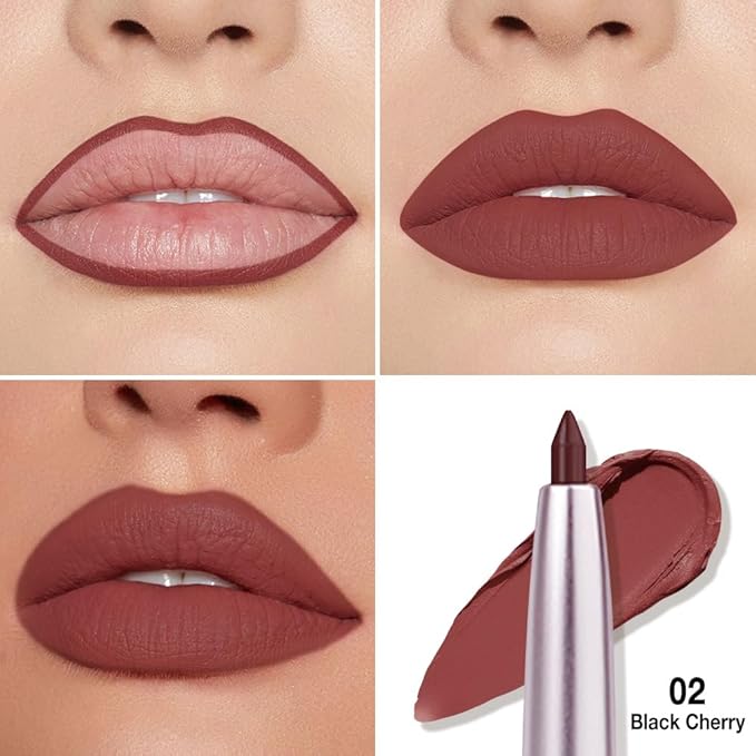 evpct Silky Smooth Lip Liner Pencil Retractable, Cherry Red Lip Liner Creamy Long-Lasting Formula for Precision Contouring Matte Velvet Pigmented Rich Lip Colors Crayon Lipstick 02