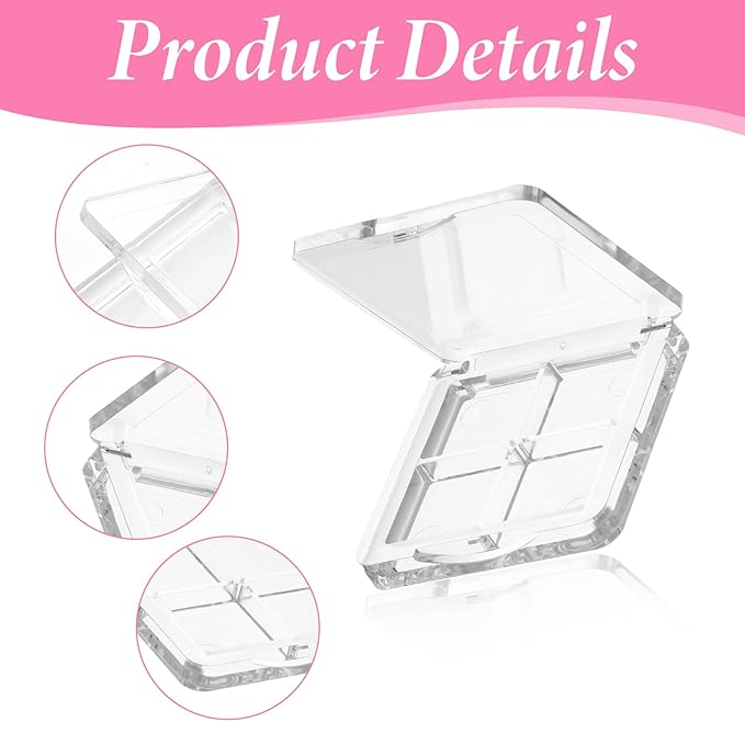 4 Pieces Empty Makeup Palette Portable Eyeshadow Pan Empty Lipstick Box DIY Eyeshadow Powder Blush Lipstick Palette Dispensing Storage Boxes Transparent Container