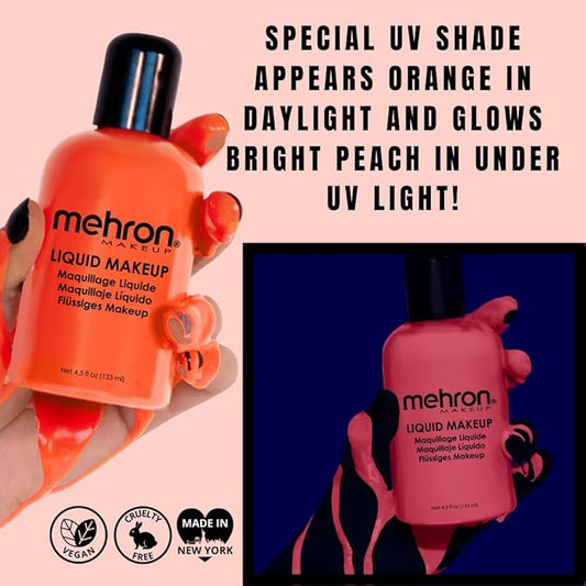 Mehron Makeup Liquid Makeup | Face Paint and Body Paint Perfect for Halloween, Cosplay I Air Brush Compatible 4.5 oz (133 ml) (Glow Orange)