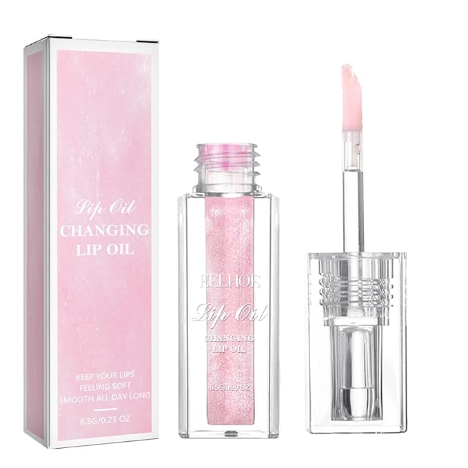 YUANLI Color Changing Lip Oil, Magic Hydrating Glimmer Lip Gloss Balm, Transparent Plumping Lip Oil Tinted for Long Lasting Moisturizing Non-sticky Fresh Texture Lip Oil - 1pcs
