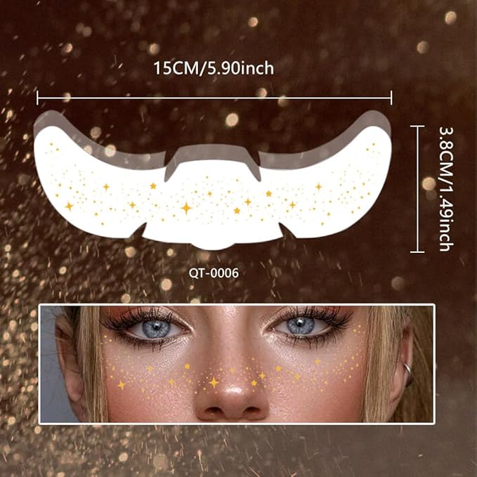 8Ps Face Glitter Speckles Patches, 2Colors 4styles Glitter Freckles Face Tattoo, Glow Up Makeup Patches, Cute Glitter Makeup Accessories for Women, Cosmetic Glitter for Face Gift