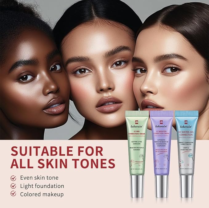 CC Cream, Color Correcting Cream with SPF 25, Even Skin Tone Makeup and Skin Care, Hydrating Serum Coverage Lightweight Foundation, Invisible Pores Concealer (Green, 0)