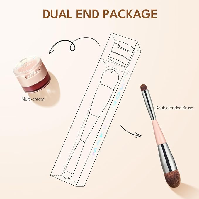 Cream Blush For Cheeks and Eye, Shimmer Eye Shadow Palette Pigmented Pink Blush Make Up Sets #001 Withered Rose