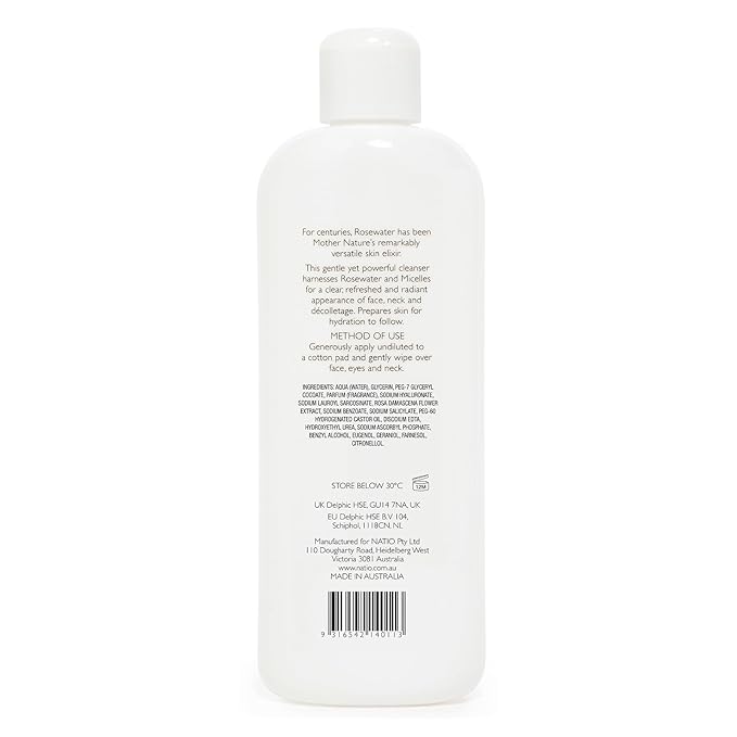 Australia Rosewater Hydration Antioxidant Micellar Cleansing Water, 8.4 oz - Makeup Remover Face Cleanser - Facial Cleanser for All Skin Types