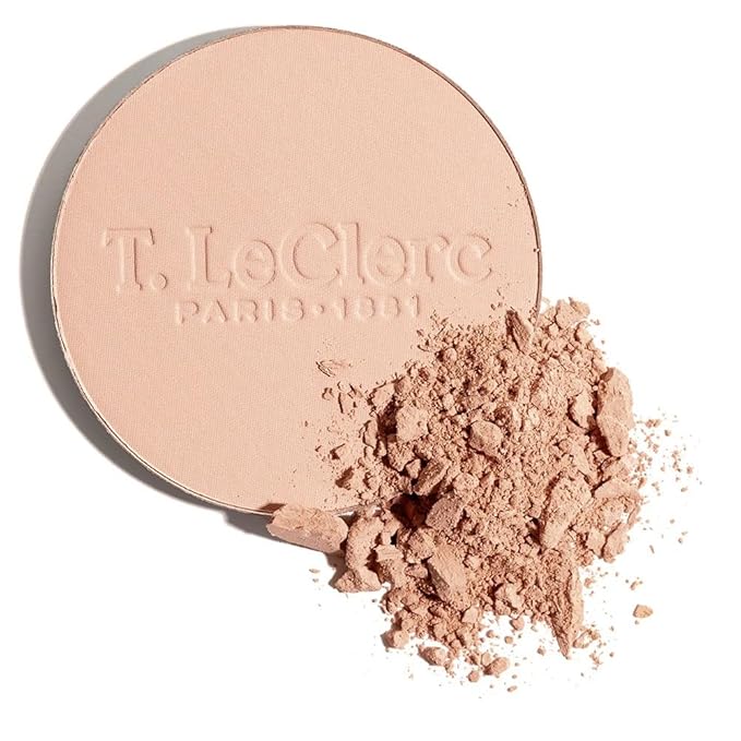 T.LeClerc Rice Compact Powder – Anti-Aging Pressed Powder with Brown Rice Ferment – Long-Lasting Natural Matte Finish – Moisturizing | Non-Comedogenic Face Powder (ROSÉ, 9G)
