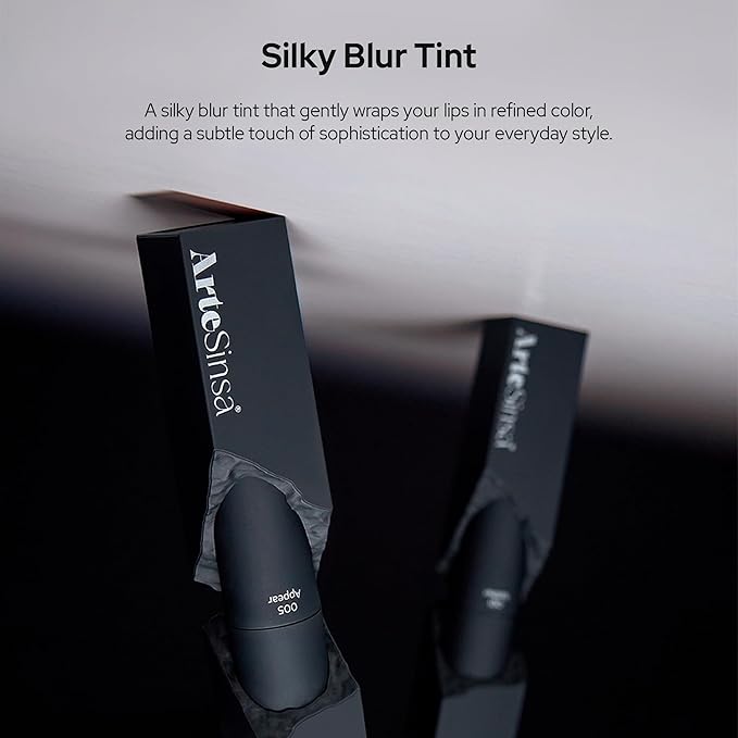 Silky Blur Tint 5 Colors | Soft Velvet Texture & Semi-Matte Finish | Long-Lasting & Close-adhering, Blurring effect, Subtle Shades | Korean Lip Stain (003 Peppy, 0.1 Fl oz)