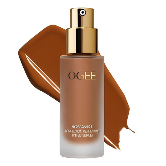 Ogee Complexion Perfecting Liquid Foundation - Lightweight Tinted Moisturizer For Face (Chestnut 13.75W - Deep Auburn, Rich-Golden Undertones) - with Vitamin C & Jojoba Oil - Certified Organic