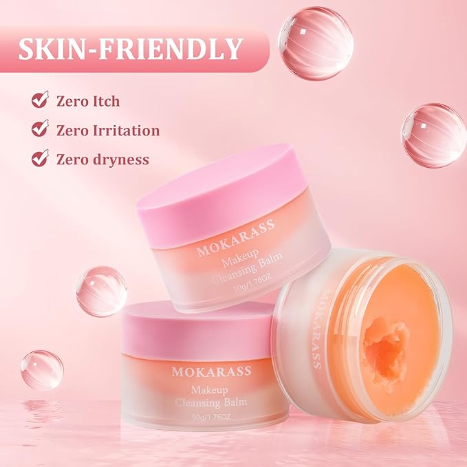 Natural Makeup Cleansing Balm Makeup Melt Balm Infused with Jojoba Seed Oil Grapeseed Oil + Vitamin E -Oil Base Cleanser