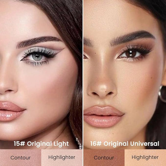 Kaely 2Pcs Cream Bronzer Highlighter Stick,Face Shaping Contouring Sticks,Cheek Contour Palette Kit for Beginners,maquillaje contorno en crema Bronzing Concealer Stick,Brightens & Shades Makeup,15+16